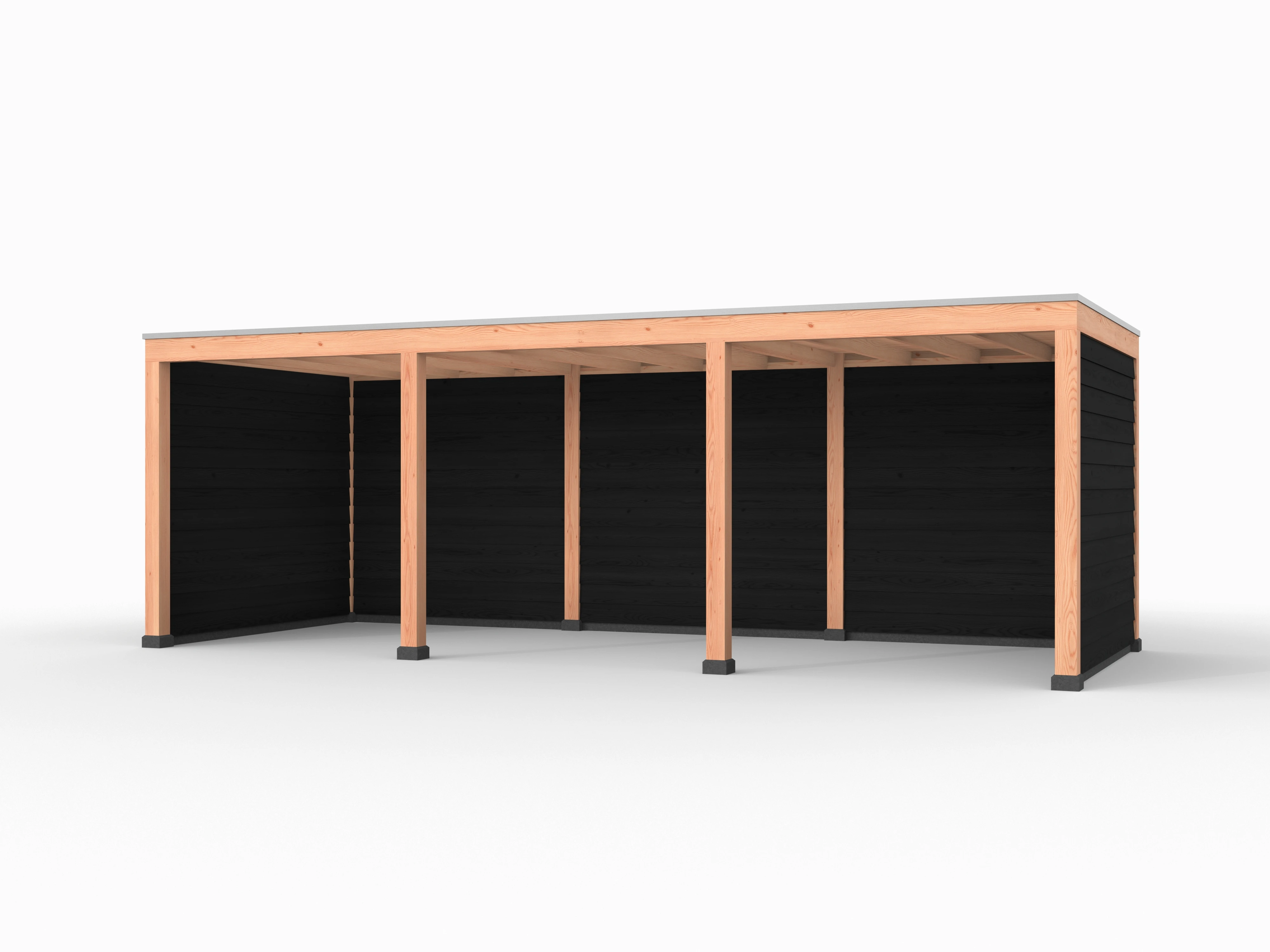 Douglas overkapping, 750 x 300, met achterwand en twee zijwanden, Westwood Elegant zwart - Afbeelding 1
